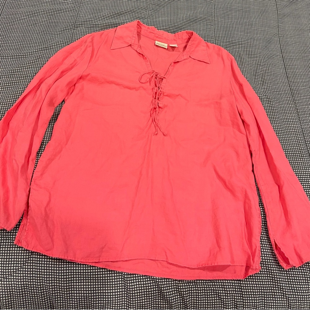 St. John's Bay Coral Lace-Up Long-Sleeve Blouse